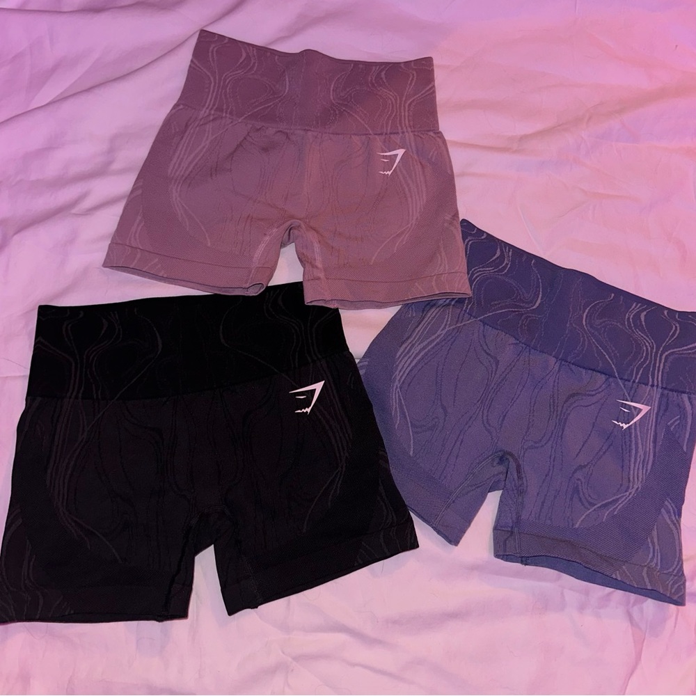 BUNDLE Gymshark Women's Bike Shorts - Black, Purple, and Gray